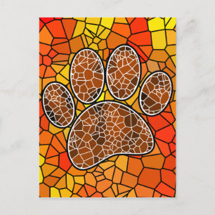 Colorful Mosaic Art Dog Paw Print Briefkaart