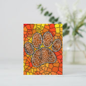 Colorful Mosaic Art Dog Paw Print Briefkaart (Staand voorkant)