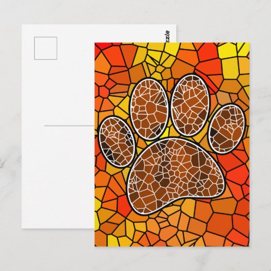 Colorful Mosaic Art Dog Paw Print Briefkaart (Voorkant / Achterkant)