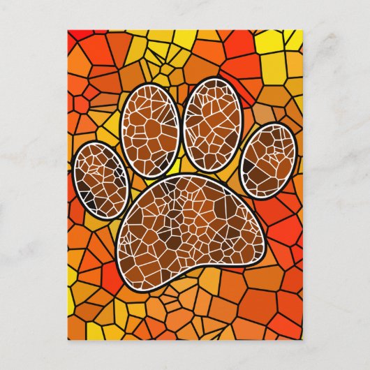 Colorful Mosaic Art Dog Paw Print Briefkaart (Voorkant)