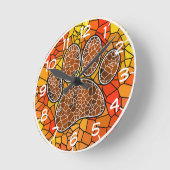 Colorful Mosaic Art Dog Paw Print Ronde Klok (Hoek)