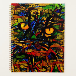 Colorful Mosaic Cat Art Prin Planner