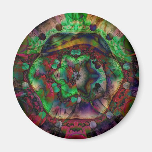 Colorful Mosaic, Green Purple Magneet (Voorkant)