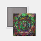 Colorful Mosaic, Green Purple Magneet (Voorkant / Achterkant)