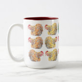 Colorful Mosaic Hens Two-Tone Mok (Links)