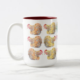 Colorful Mosaic Hens Two-Tone Mok