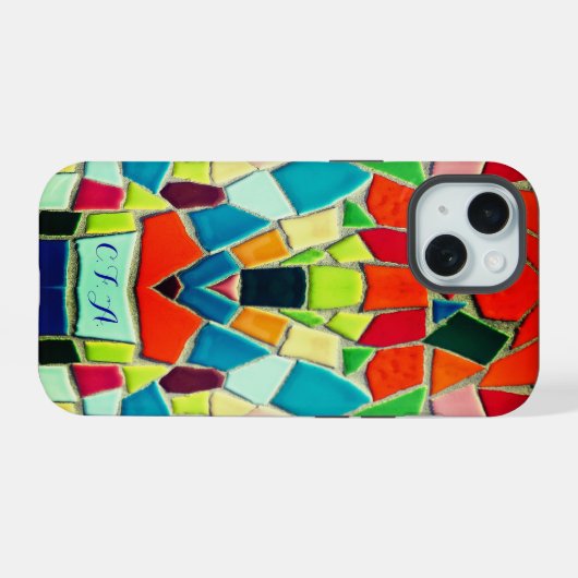 Colorful Mosaic iPhone 15 Case (Achterkant horizontaal)