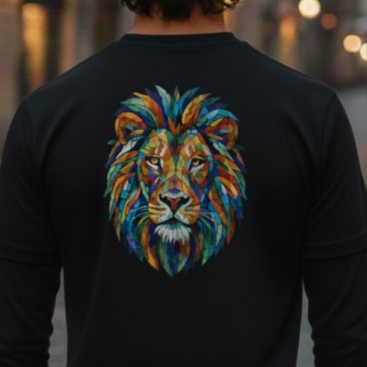 Colorful Mosaic Lion T-Shirt – King of Strength