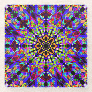 Colorful Mosaic Mandala Glazen Onderzetter