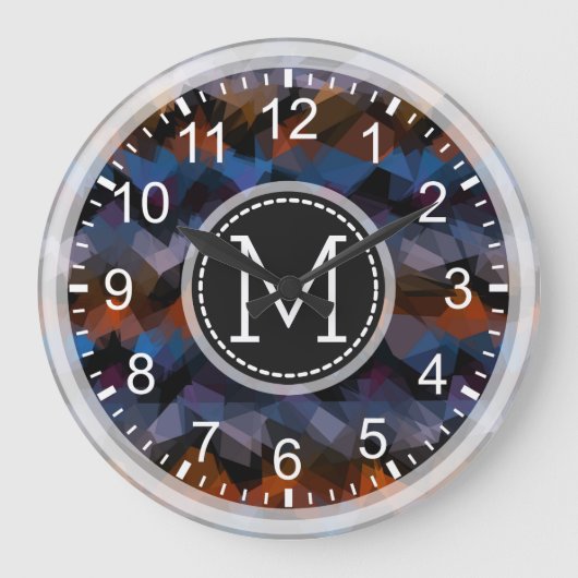 Colorful Mosaic Modern Monogram #12 Grote Klok (Voorkant)