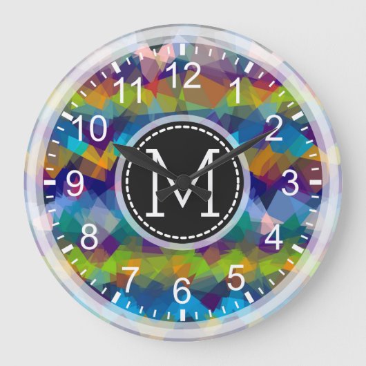Colorful Mosaic Modern Monogram #17 Grote Klok (Voorkant)