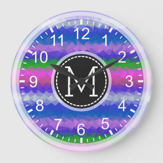 Colorful Mosaic Modern Monogram #19 Grote Klok (Voorkant)