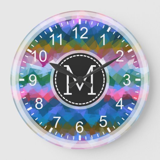 Colorful Mosaic Modern Monogram #8 Grote Klok (Voorkant)