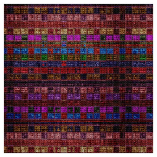 Colorful Mosaic Pattern Burlap Rustic #10 Stof (Swatch)