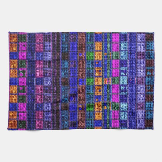 Colorful Mosaic Pattern Burlap Rustic #11 Theedoek (Horizontaal)