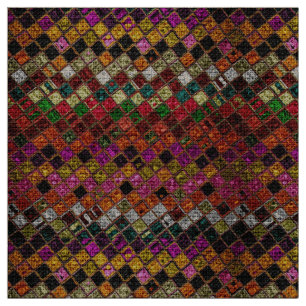 Colorful Mosaic Pattern Burlap Rustic #12 Stof
