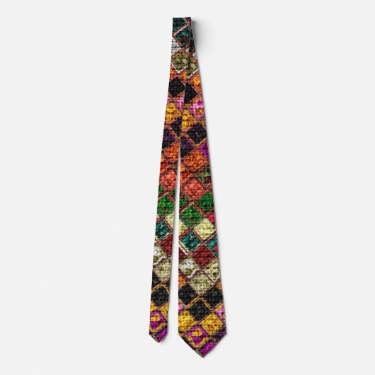 Colorful Mosaic Pattern Burlap Rustic #12 Stropdas (Achterkant)