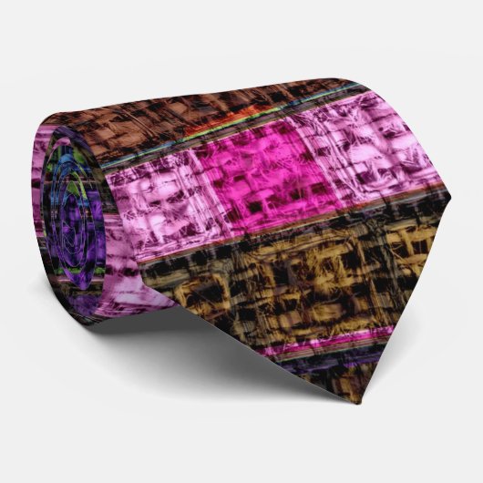 Colorful Mosaic Pattern Burlap Rustic #18 Stropdas (Opgerold)