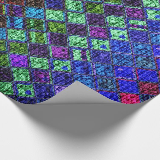 Colorful Mosaic Pattern Burlap Rustic #2 Cadeaupapier (Hoek)