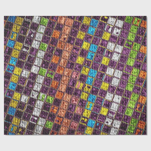 Colorful Mosaic Pattern Burlap Rustic #4 Cadeaupapier (Vlak)