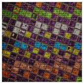 Colorful Mosaic Pattern Burlap Rustic #4 Stof (Close Up)