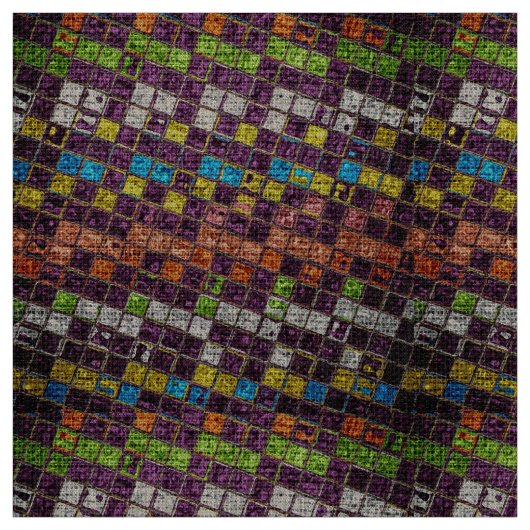 Colorful Mosaic Pattern Burlap Rustic #4 Stof (Swatch)