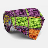 Colorful Mosaic Pattern Burlap Rustic #4 Stropdas (Opgerold)