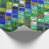 Colorful Mosaic Pattern Burlap Rustic #8 Cadeaupapier (Hoek)
