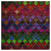 Colorful Mosaic Pattern Burlap Rustic Stof (Close Up)