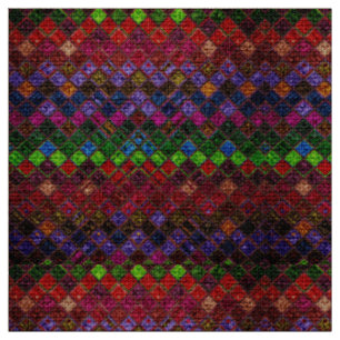 Colorful Mosaic Pattern Burlap Rustic Stof