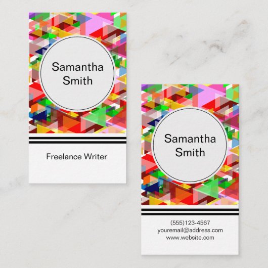 Colorful Mosaic Pattern Freelance Writer Visitekaartje (Voorkant / Achterkant)