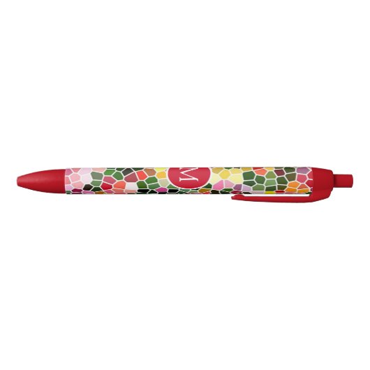 Colorful Mosaic Pattern Monogrammed Zwarte Inkt Pen (Bodem)