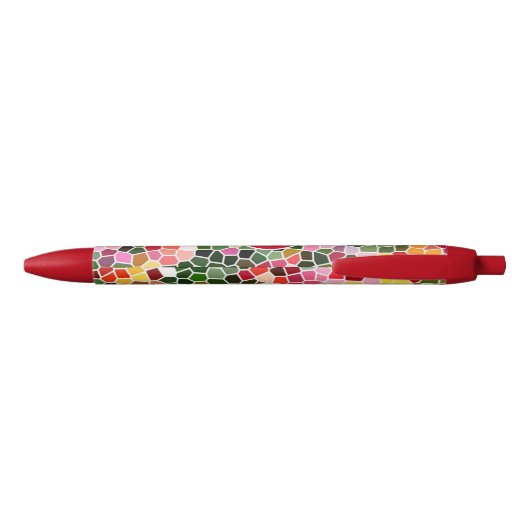 Colorful Mosaic Pattern Monogrammed Zwarte Inkt Pen (Achterkant)