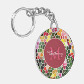 Colorful Mosaic Pattern Personalised Sleutelhanger (Voorkant Links)