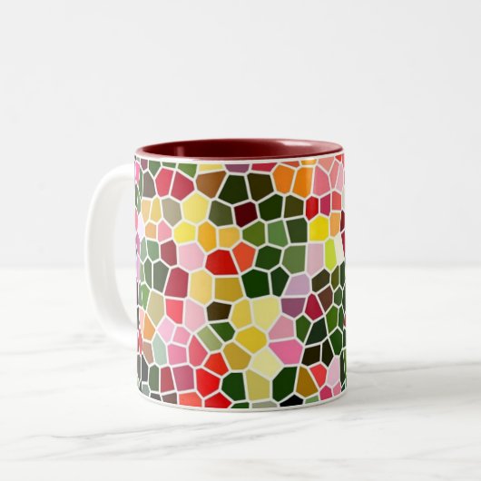 Colorful Mosaic Pattern Tweekleurige Koffiemok (Voorkant links)