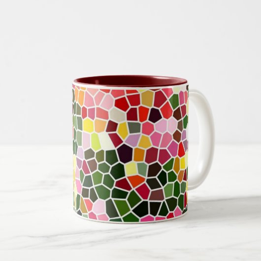 Colorful Mosaic Pattern Tweekleurige Koffiemok (Voorkant rechts)
