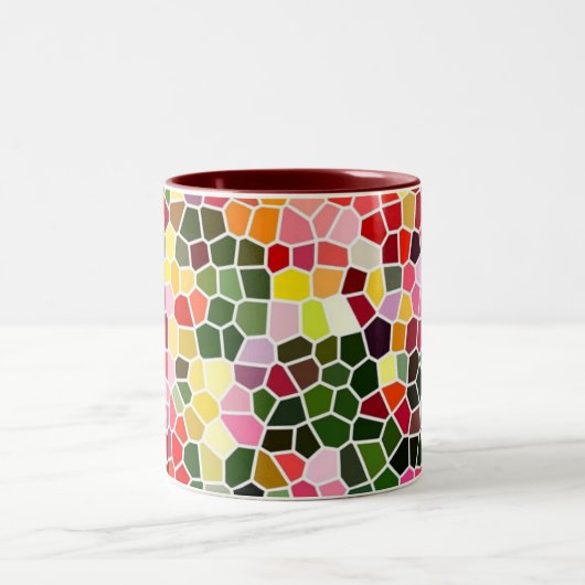 Colorful Mosaic Pattern Tweekleurige Koffiemok (Center)