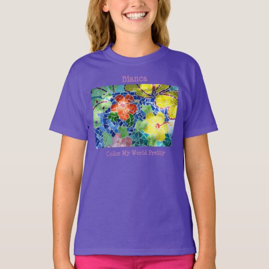 Colorful Mosaic Tile Koi Pond T-shirt (Voorkant)