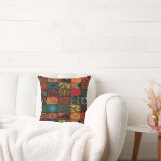 Colorful Mosaic Tile Throw Pillow – Boho Vintage D Kussen