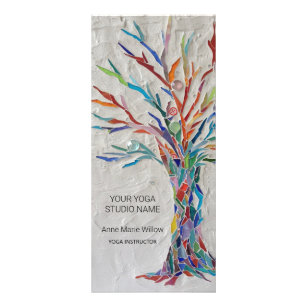 Colorful Mosaic Tree Yoga Studio Reclamekaart