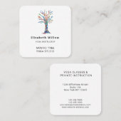 Colorful Mosaic Tree Yoga Studio Vierkante Visitekaartje (Voorkant / Achterkant)