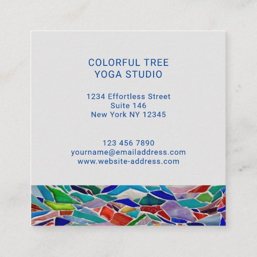 Colorful Mosaic Tree Yoga Studio Vierkante Visitekaartje (Achterkant)