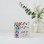 Colorful Mosaic Tree Yoga Studio Vierkante Visitekaartje (Staand voorkant)