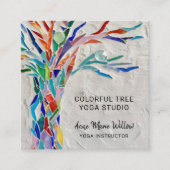 Colorful Mosaic Tree Yoga Studio Vierkante Visitekaartje (Voorkant)