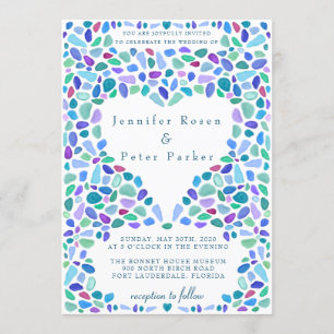 Colorful Mosaic Zee Glass Wedding Kaart