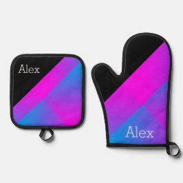 Colorful Mother's Day Pink Blue Purple Black  Ovenwant & Pannenlap Set