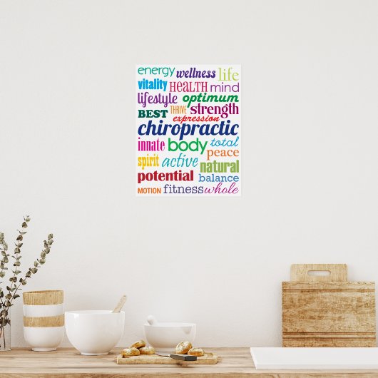 Colorful Motivatie Word Collage Chiropractic Poster (Keuken)