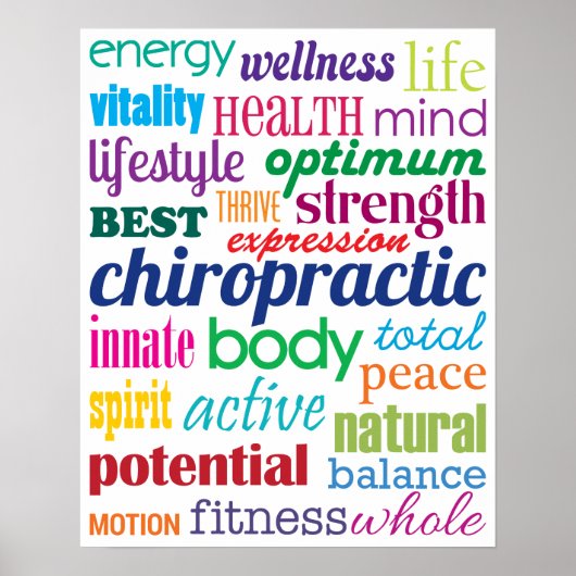 Colorful Motivatie Word Collage Chiropractic Poster (Voorkant)
