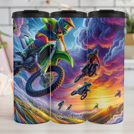 Colorful Motocross Race Art Sky Thermosbeker