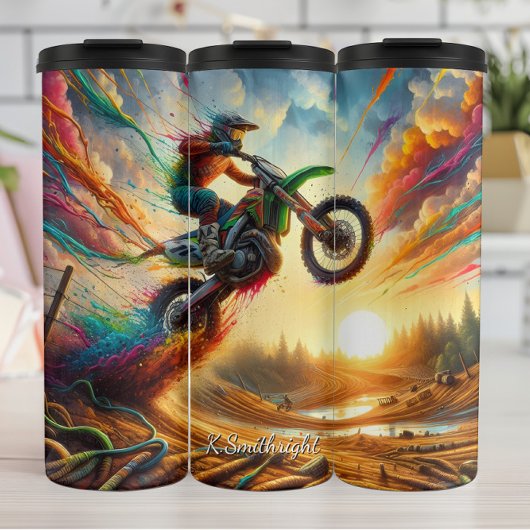 Colorful Motocross Sunset Art Explosion Thermosbeker